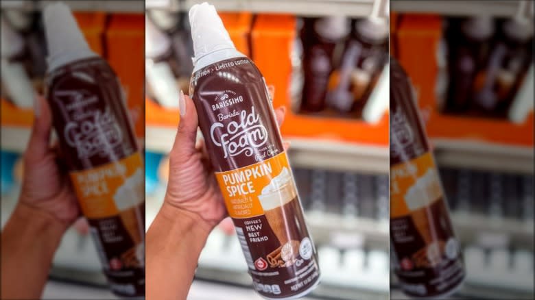 Can of Aldi's pumpkin spice cold foam