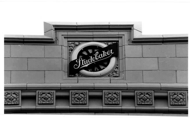 The Studebaker sign on 1469 Bedford Avenue. (Carl Foster for the Landmarks Preservation Commission)