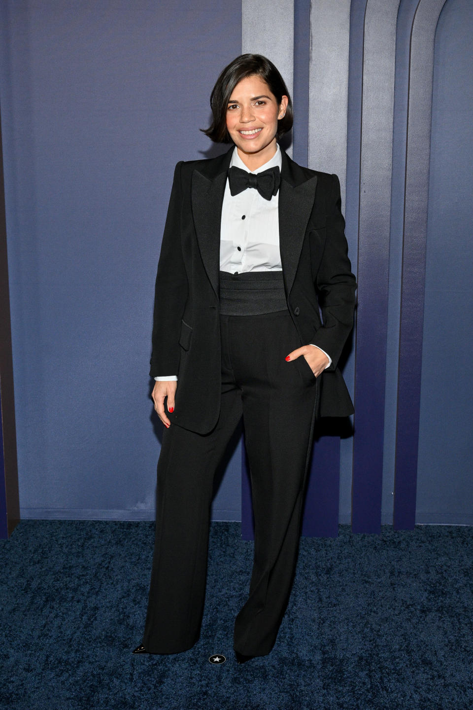 America Ferrera went for a masculine-inspired suit for the Governors Awards. (Image via Getty Images)