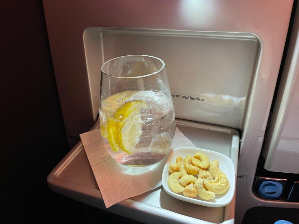 The insider author's gin and tonic on a business class flight.