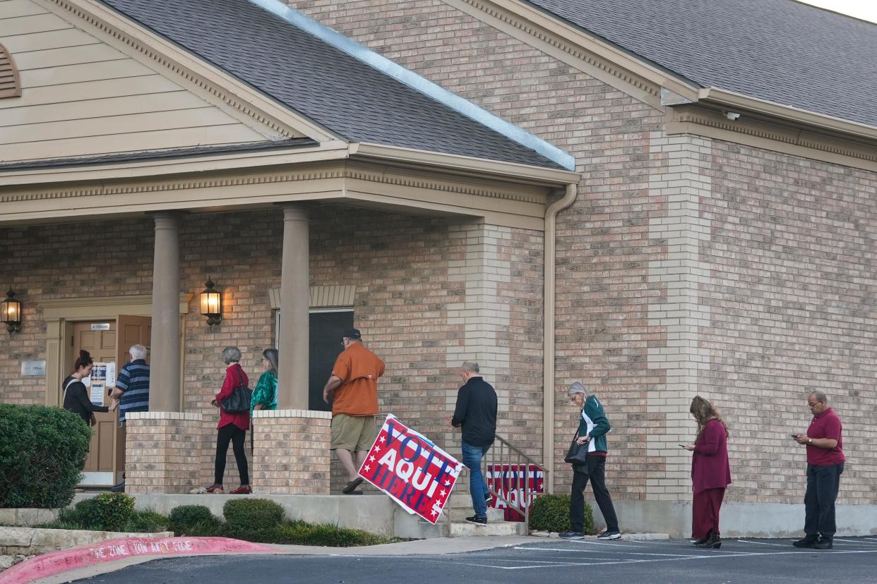 People arrive to vote in the Super Tuesday primary election at Ben Hur Shrine in North Austin Tuesday March 5, 2024.