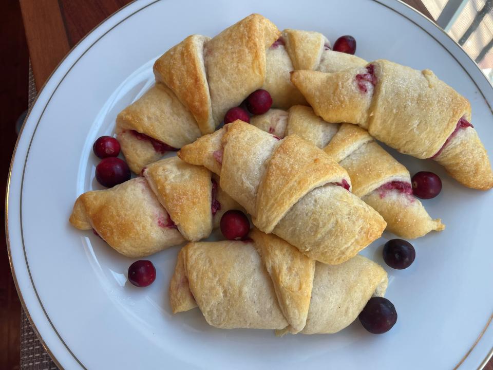 Use up leftover cranberry sauce in cream cheese and cranberry crescents rolls.