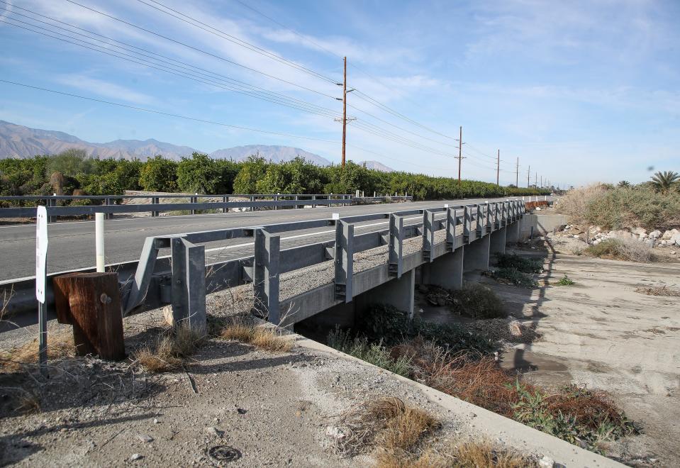 A small bridge may be the site of a heat related death on Harrison St. north of Ave 80 in Thermal, Calif., Dec. 25, 2023.