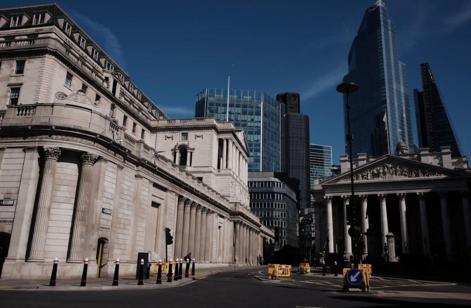 The Bank of England in the City of London (Yui Mok/PA) (PA Archive)