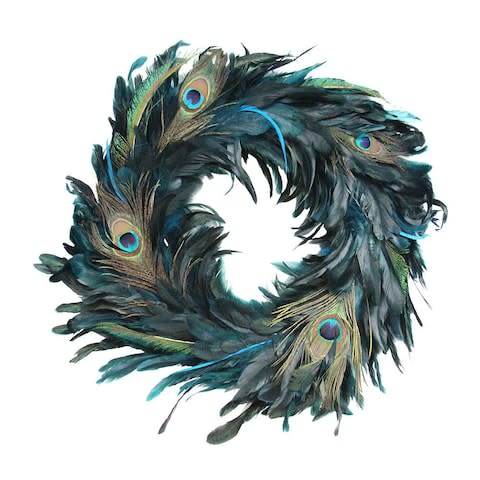 Gisela Graham Peacock Feather Wreath