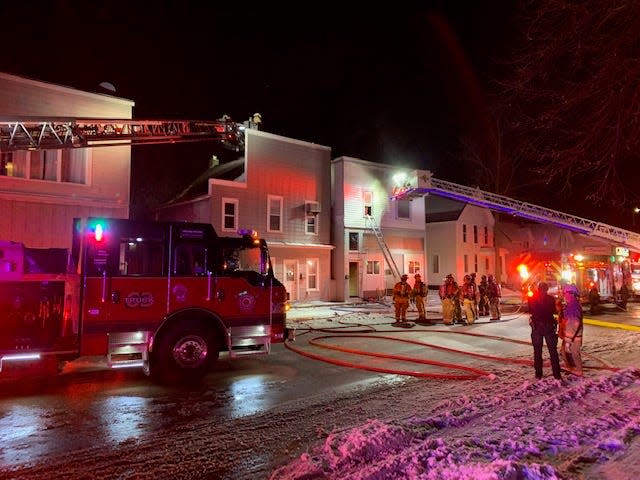 Firefighters respond to a fire at 213 1/2 E. Second St., Merrill early Tuesday morning.