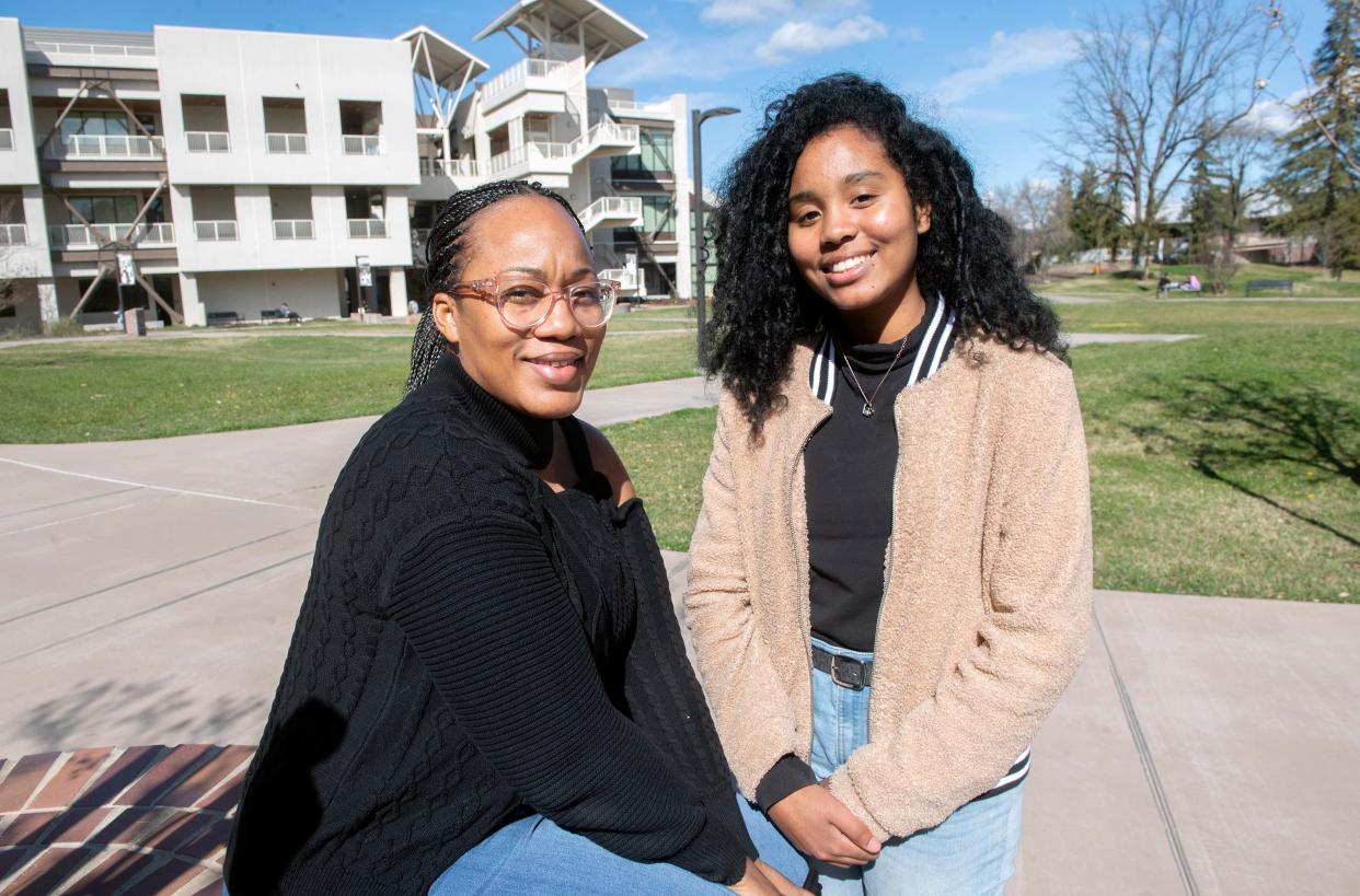 Quichon Jones, left, and Giovanna Bell are the president and vice president of the San Joaquin Delta College Black Student Union which is hosting a pop-up event called "Black Businesses Unite" at Delta on Saturday, Feb. 25, 2023.