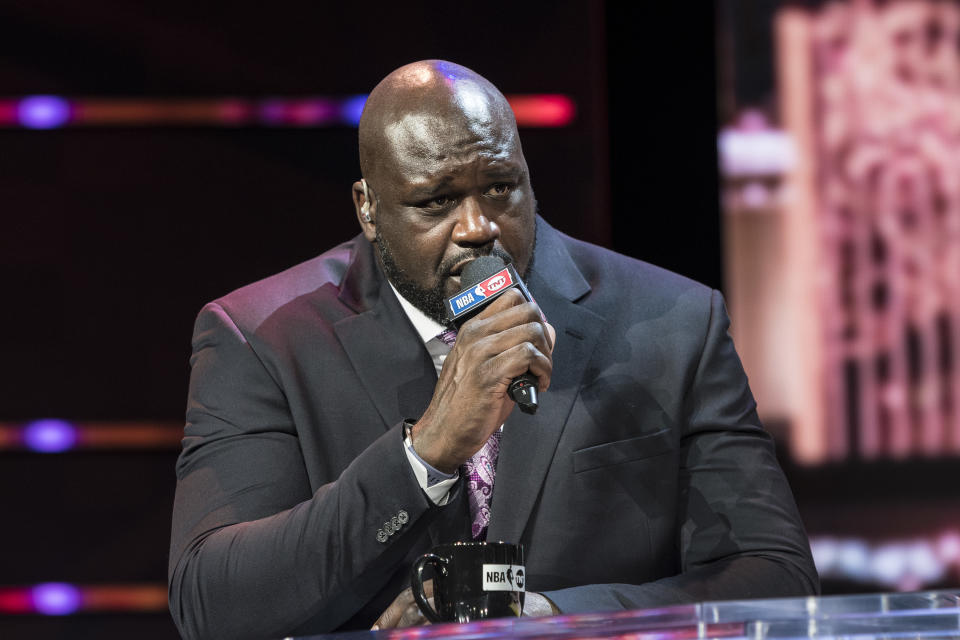 LAS VEGAS, NV - JANUARY 11: Shaquille O'Neal pictured during a special live NBA On TNT Telecast at CES 2018 in Las Vegas, Nevada on January 11, 2018. Credit: Damairs Carter/MediaPunch/IPX