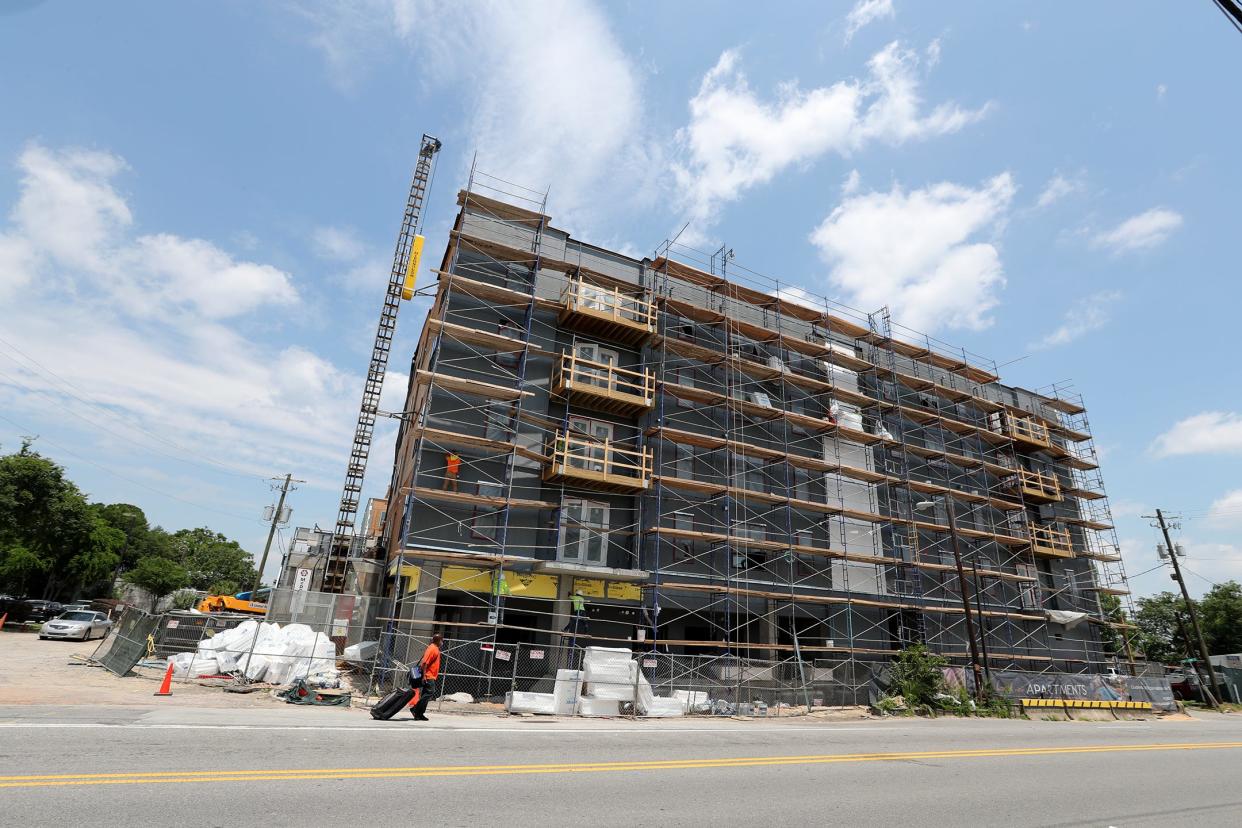A 104 unit apartment complex is under construction on East President Street and being marketed toward college students. Under the proposed inclusionary zoning projects such as this would also include affordable housing in the development or a money would be paid into an affordable housing fund.
