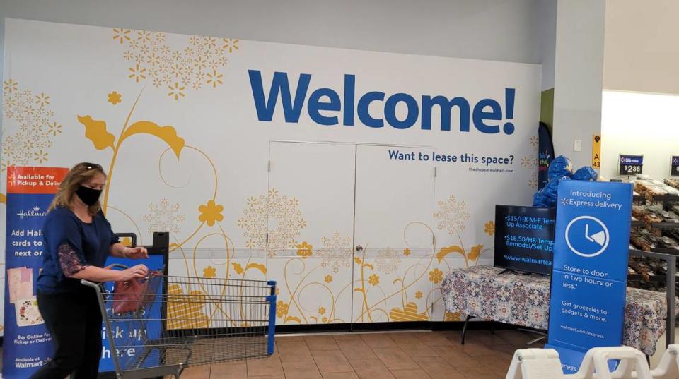 Walmart boarded up the space where McDonald’s operated a restaurant inside its store at 8300 W. Overland Road in Boise. The company is seeking to replace the hamburger chain with another restaurant.