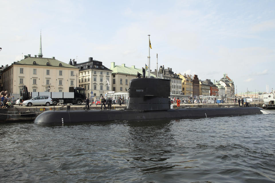 Swedish Submarine Arrives At Stockholm Harbour