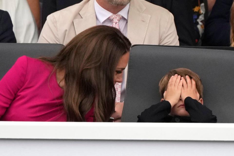 The four-year-old covered his face at one point (Getty Images)