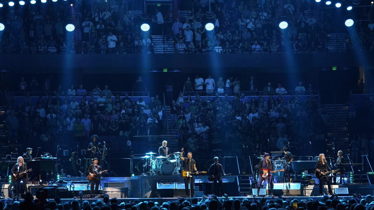Singer Bruce Springsteen and the E Street Band perform during their 2023 tour Wednesday, Feb. 1, 2023, at Amalie Arena in Tampa, Fla. (AP Photo/Chris O'Meara)