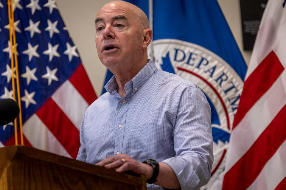 Secretary of Homeland Security Alejandro Mayorkas said last month that a new proposed rulemaking on the border would help safeguard the US (Getty Images)