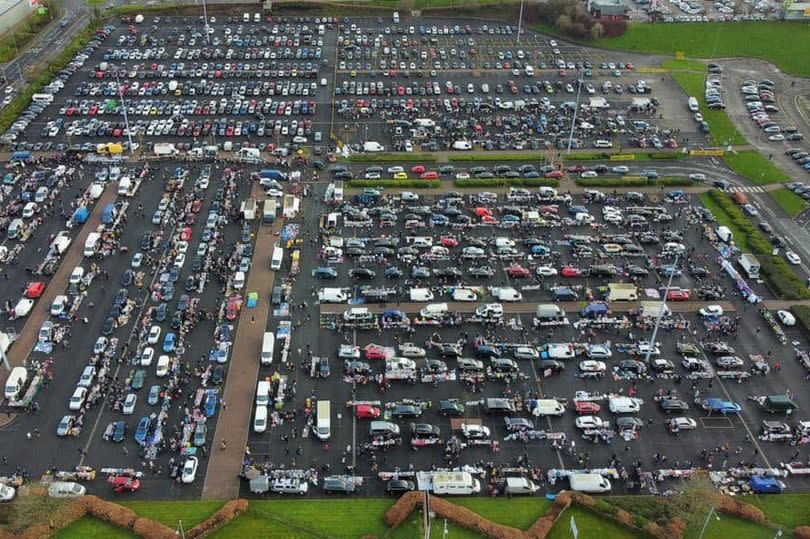 The car boot sale is outside the Bolton Wanderers stadium in Horwich