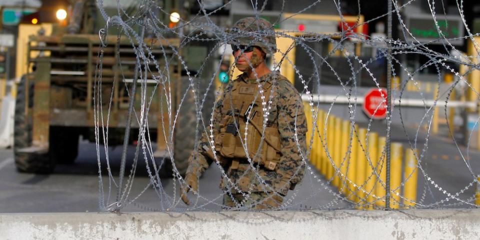 Marine Tijuana border support waiting for migrant caravan