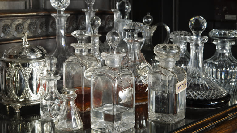 A collection of vintage decanters