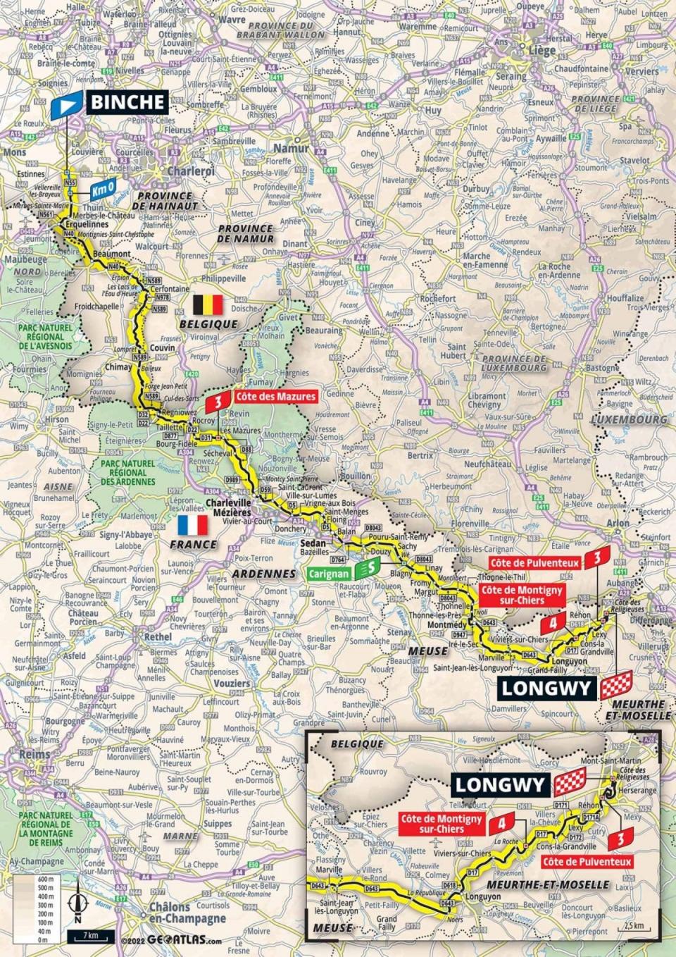Map of the longest stage of this year’s Tour de France  (letour)