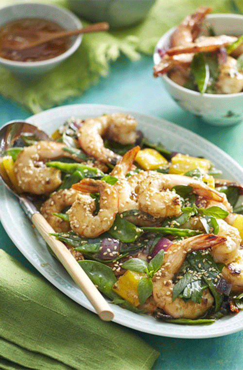 It’s a rainbow of flavours as the colourful crunch of snow peas and yellow capsicum meet the sweet succulence of classic honey and garlic prawns.<br><br><a rel="nofollow" href="https://au.lifestyle.yahoo.com/better-homes-gardens/recipes/r/30509828/honey-sesame-prawn-stir-fry-recipe/" data-ylk="slk:Honey sesame prawn stir-fry recipe.;elm:context_link;itc:0;sec:content-canvas" class="link ">Honey sesame prawn stir-fry recipe.</a>