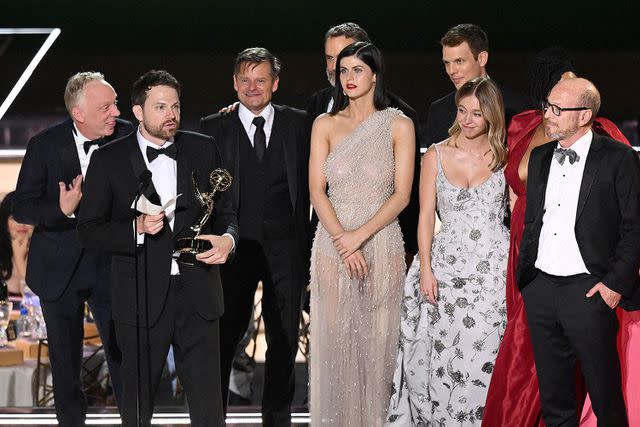 PATRICK T. FALLON/AFP via Getty The cast and crew of 'White Lotus' at the 2022 Emmys.