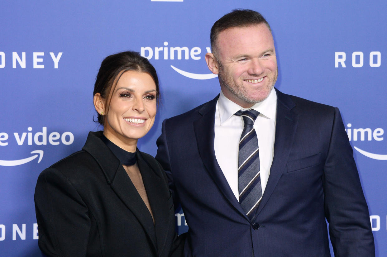 MANCHESTER, ENGLAND - FEBRUARY 09:  Coleen Rooney and Wayne Rooney attend the World Premiere of new Amazon Prime Video documentary 