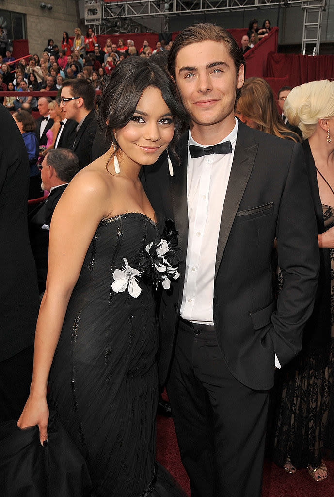 Vanessa in a strapless gown with Zac Efron in a bow tie