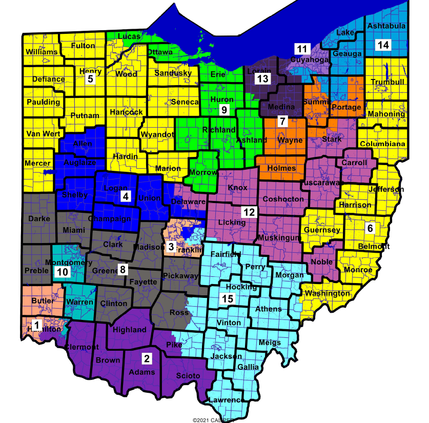 Senate Republicans released a draft congressional map for Ohio's 15 congressional districts.