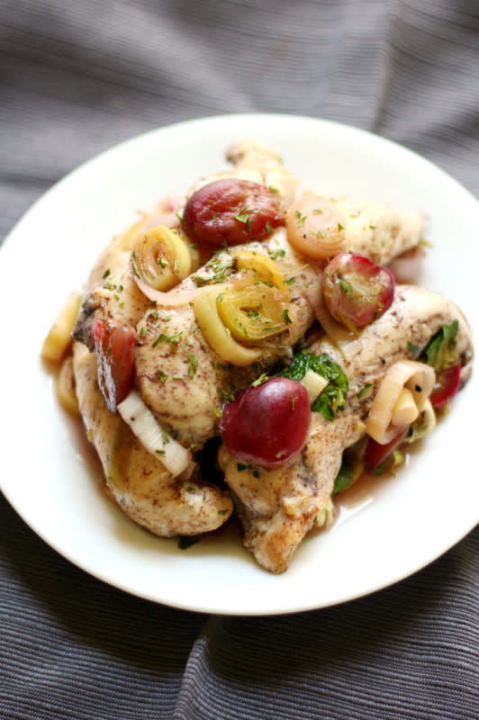 <p>Strength and Sunshine</p><p>CLICK >> <a href="https://strengthandsunshine.com/skillet-chicken-roasted-grapes-leeks/" rel="nofollow noopener" target="_blank" data-ylk="slk:Skillet Chicken With Roasted Grapes & Leeks;elm:context_link;itc:0;sec:content-canvas" class="link ">Skillet Chicken With Roasted Grapes & Leeks</a> by Strength and Sunshine</p>