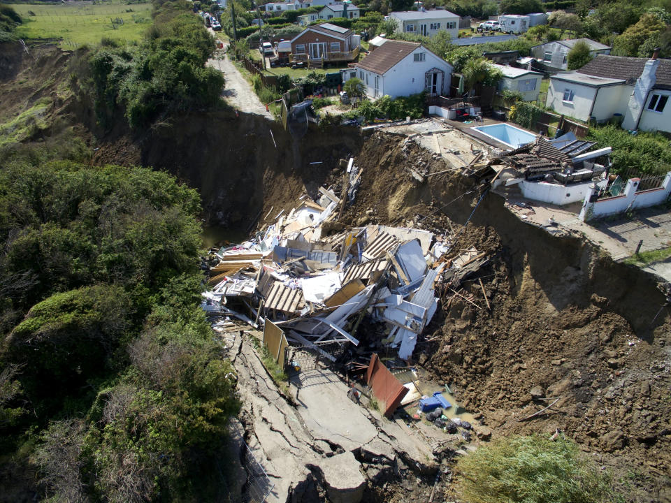 A home in Eastchurch, Kent, has been shattered overnight after the ground underneath it to give way as cliff erosion continued on from the weekend. June 2 2020. 