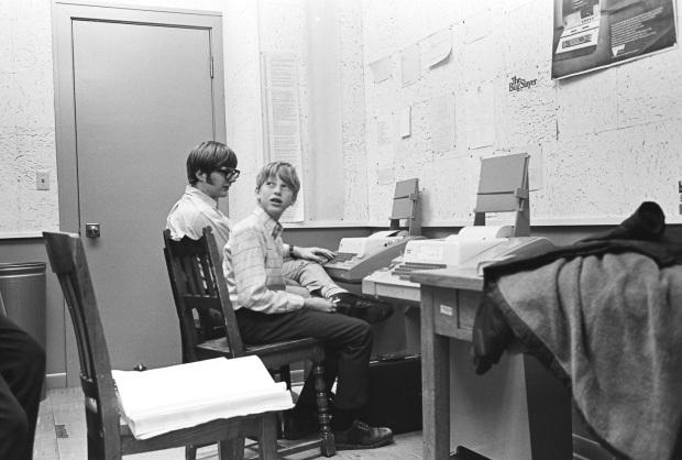 Paul Allen, left, and Bill Gates at Lakeside School in 1970. (Bruce Burgess Photo Archive)