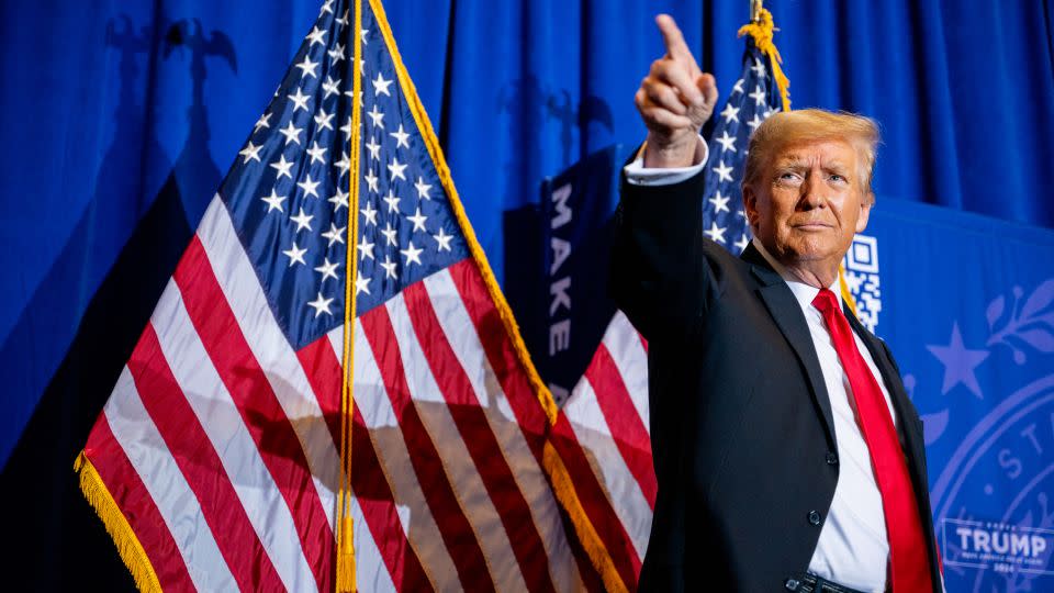 Donald Trump at a campaign rally on January 16, 2024 in New Hampshire. - Brandon Bell/Getty Images