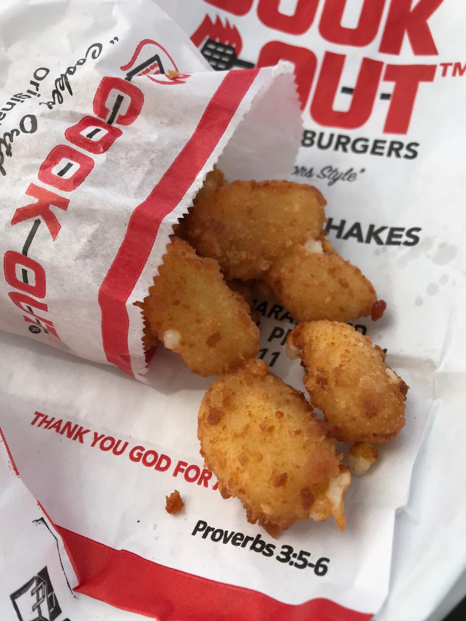Among the many side options at Cook Out are the white cheddar cheese bites.