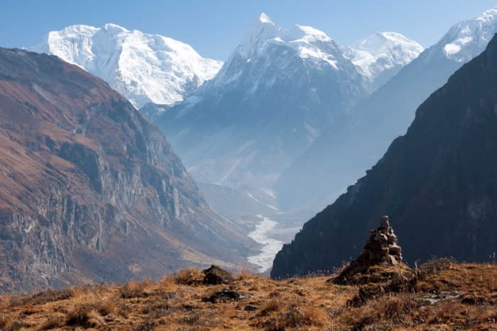View of upper Langtang Valley with Mt. Sishapangma in the background; (photo/Shutterstock)