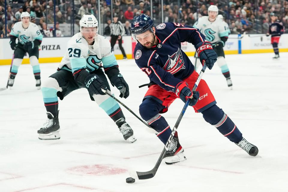 The Blue Jackets have traded 2017 fourth-round draft pick Emil Bemstrom, right, who played in 204 games for Columbus across five seasons.