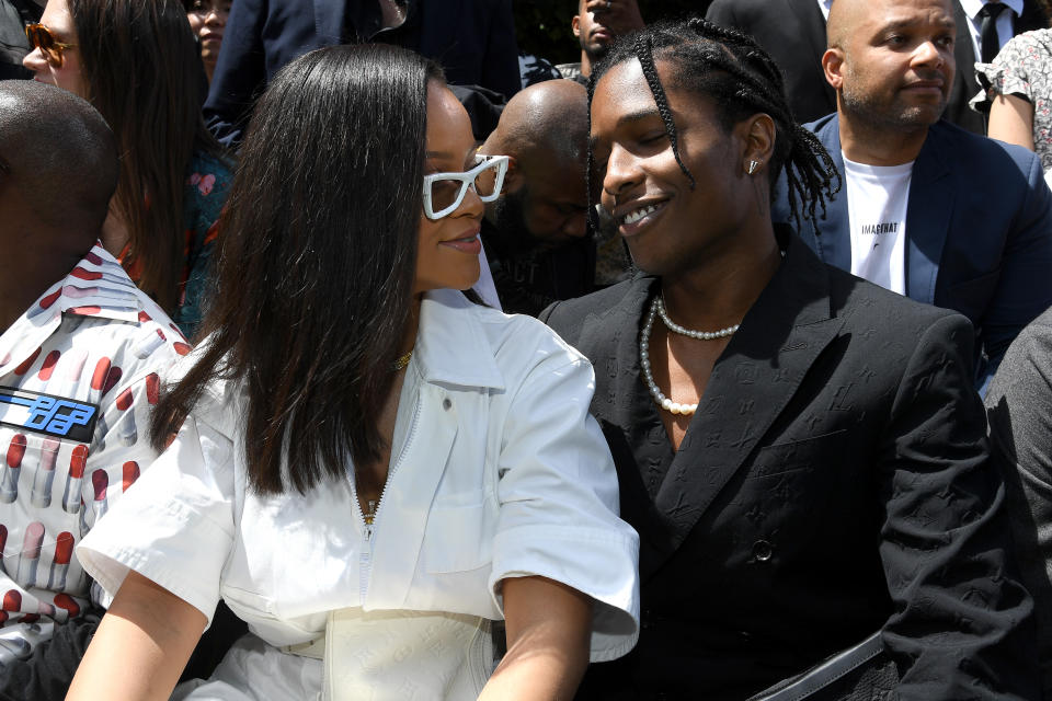 Rihanna and A$AP Rocky front row at Paris Fashion Week. (Getty Images)