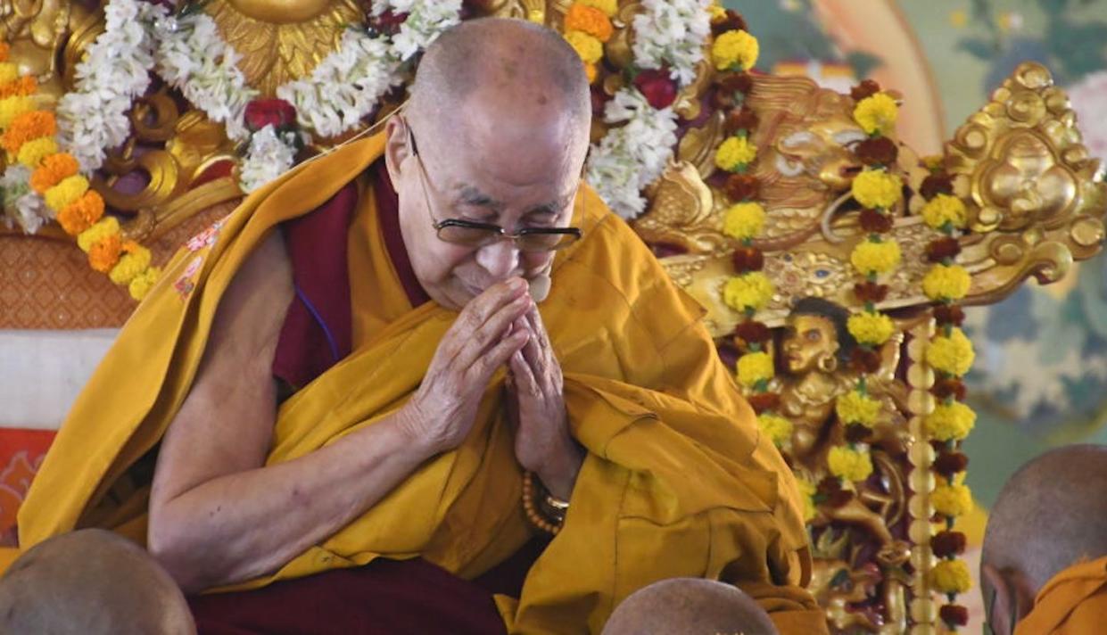 Tibetan spiritual leader Dalai Lama leads a prayer in the Indian state of Bihar on Jan. 1, 2022. <a href="https://www.gettyimages.com/detail/news-photo/tibetan-spiritual-leader-dalai-lama-leads-a-long-life-news-photo/1245919797?adppopup=true" rel="nofollow noopener" target="_blank" data-ylk="slk:Sandeep Kumar/Anadolu Agency via Getty Images;elm:context_link;itc:0;sec:content-canvas" class="link ">Sandeep Kumar/Anadolu Agency via Getty Images</a>