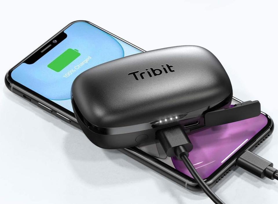 The Tribit Wireless Earbuds also act as a portable battery. Image via Amazon.