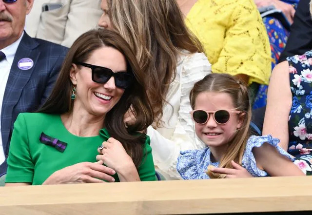 <p>Getty Images</p> Kate Middleton and Princess Charlotte at 2023 Wimbledon