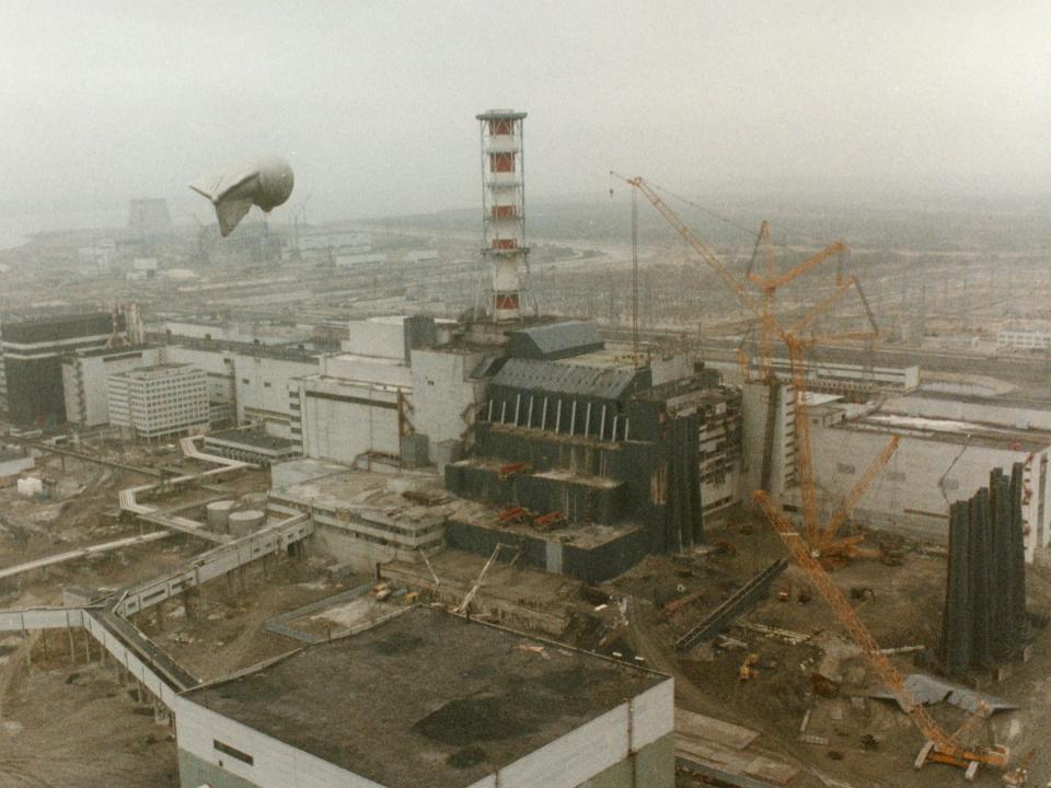 View of the Chernobyl Nuclear power after the explosion on April 26 1986 in Chernobyl, Ukraine.