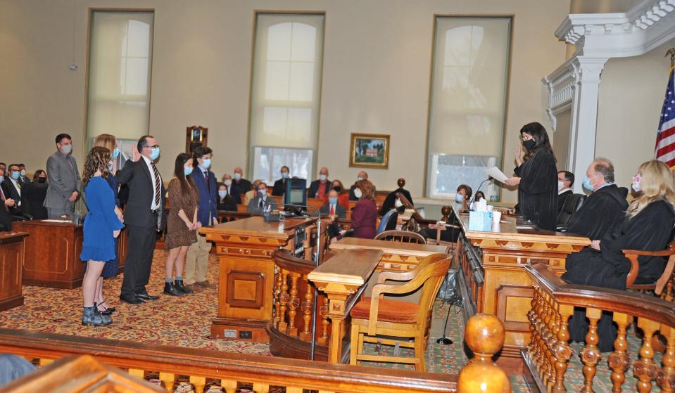 The Wayne County Courthouse provided the backdrop for an historic occasion last Tuesday as President Judge Janine Edwards swore in Matt Meagher as a judge in the Court of Common Pleas.