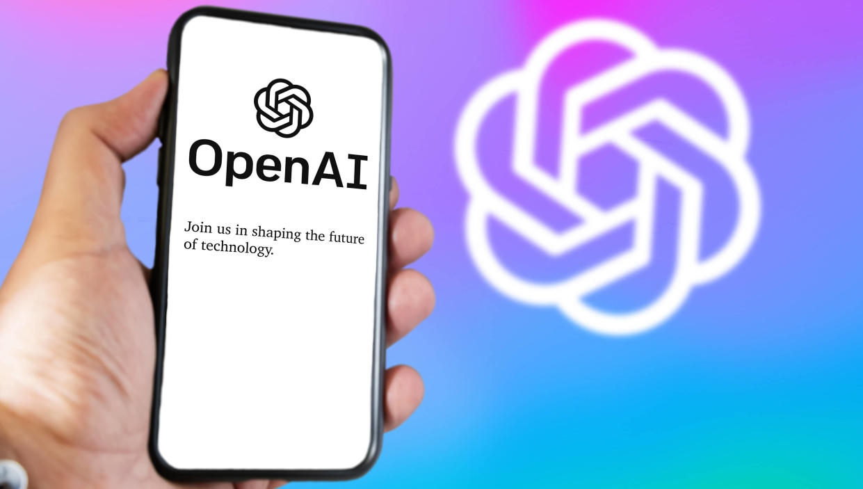  OpenAI logo on a phone screen. 