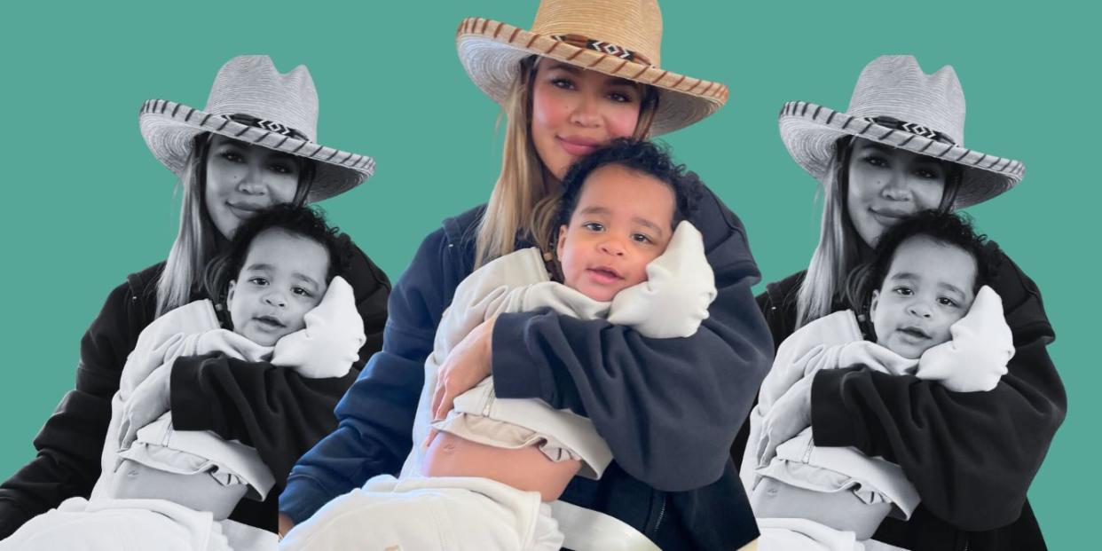 Khloe Kardashian holding son Tatum Thompson