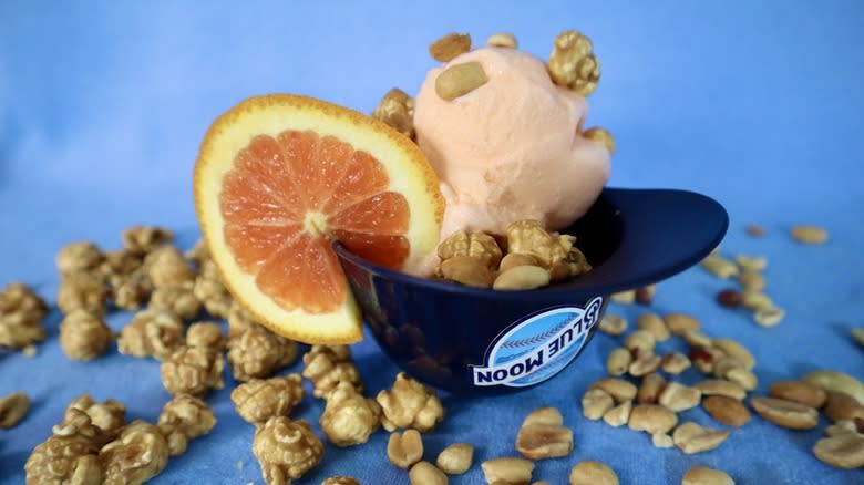 mini helmet with ice cream and orange peel