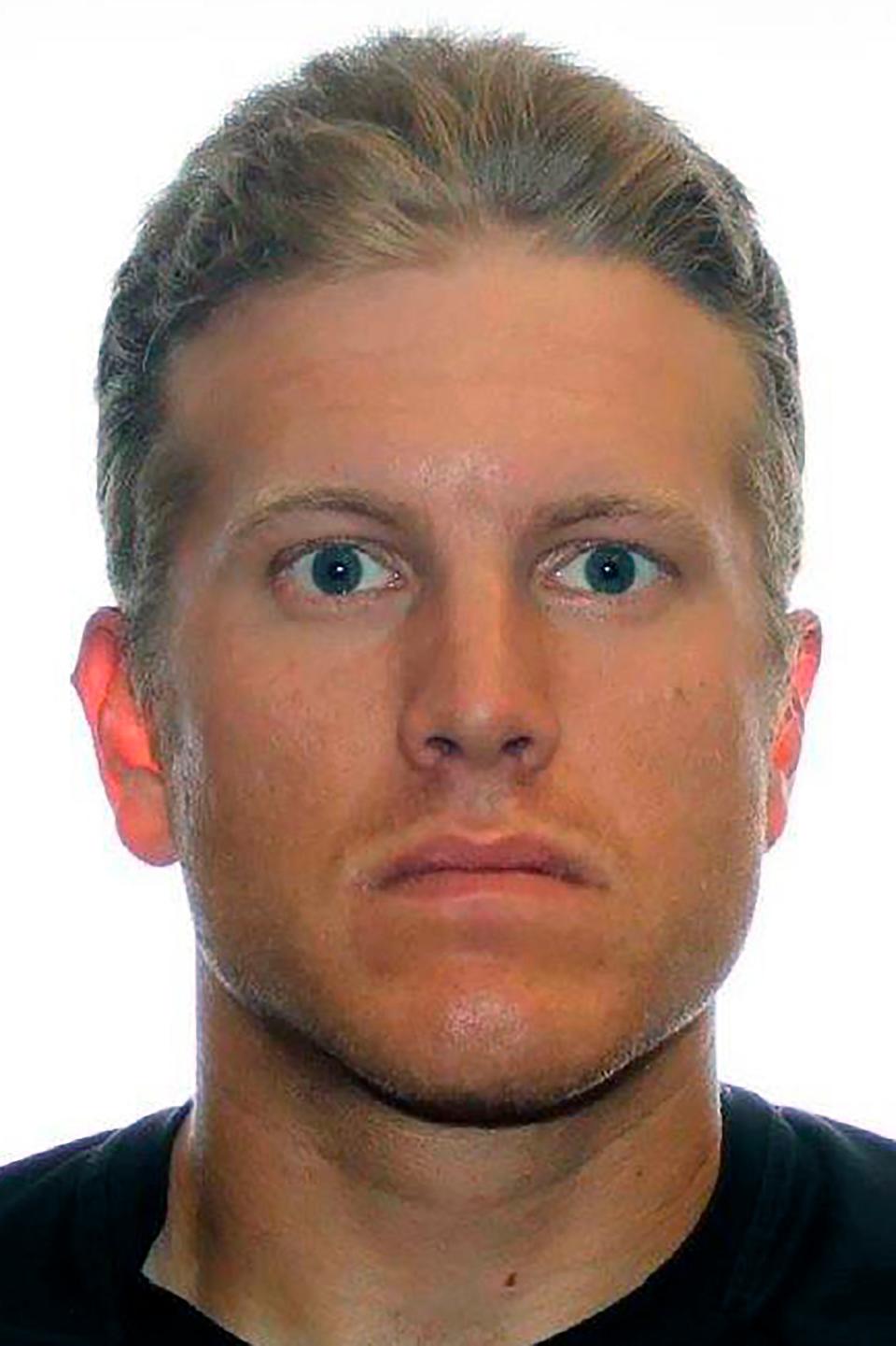 This undated photo provided by the Royal Canadian Mounted Police shows Patrik Mathews. Authorities in northern Minnesota and Canada are warning the public to avoid making contact with Patrik Mathews, a former Canadian army reservist who has been missing for two weeks amid allegations that he has ties to a hate group. (Royal Canadian Mounted Police via AP)