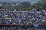 Supporters fill the stands at the final campaign rally of Ethiopia's Prime Minister Abiy Ahmed, in the town of Jimma in the southwestern Oromia Region of Ethiopia Wednesday, June 16, 2021. The country is due to vote in a general election on Monday, June, 21, 2021. (AP Photo/Mulugeta Ayene)