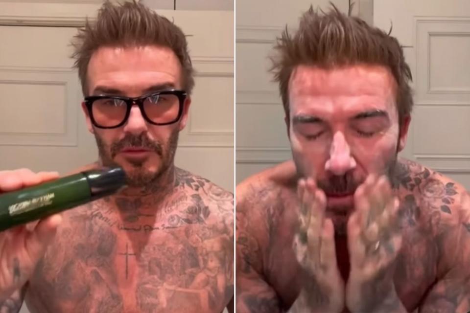 <p>Victoria Beckham/Instagram</p> David Beckham shares a video of his skincare routine