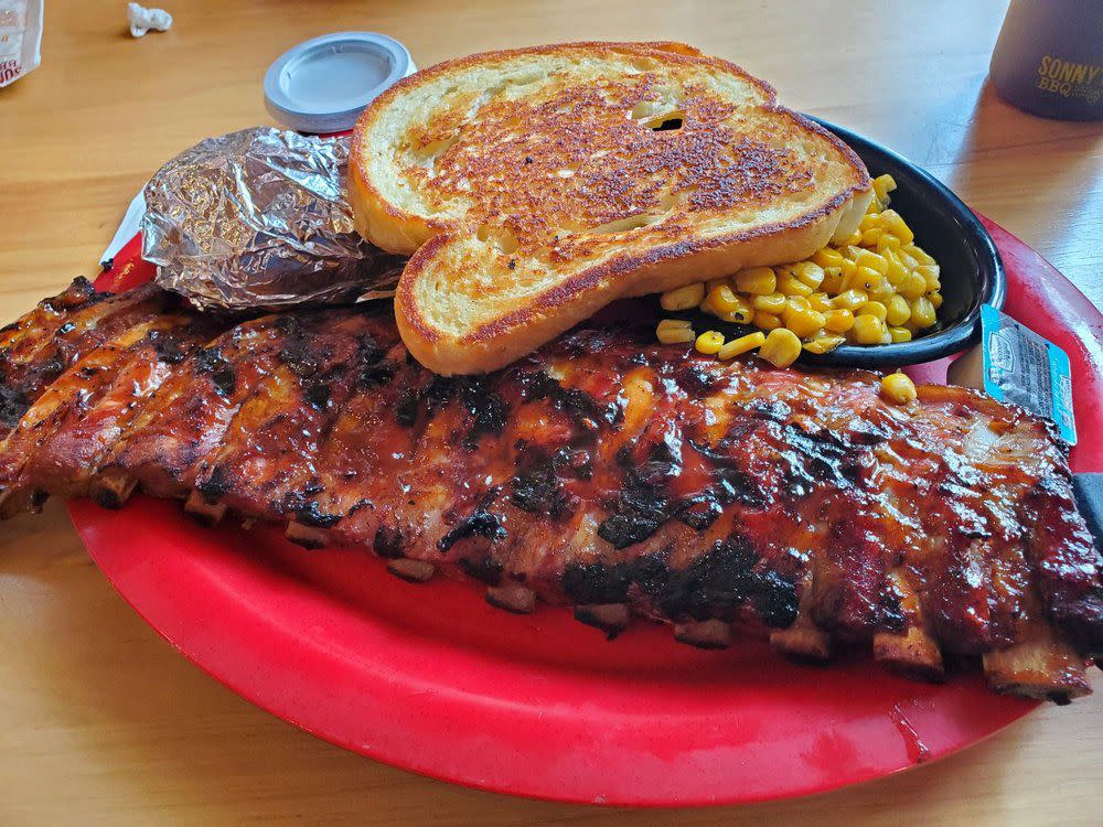Sonny's BBQ Ribs are half price on Tax Day 2024.