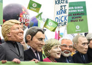 <p>Oxfamís Big Heads depict G20 leaders take part in protests ahead of the upcoming G20 summit in Hamburg, Germany July 2, 2017. (Fabian Bimmer/Reuters) </p>