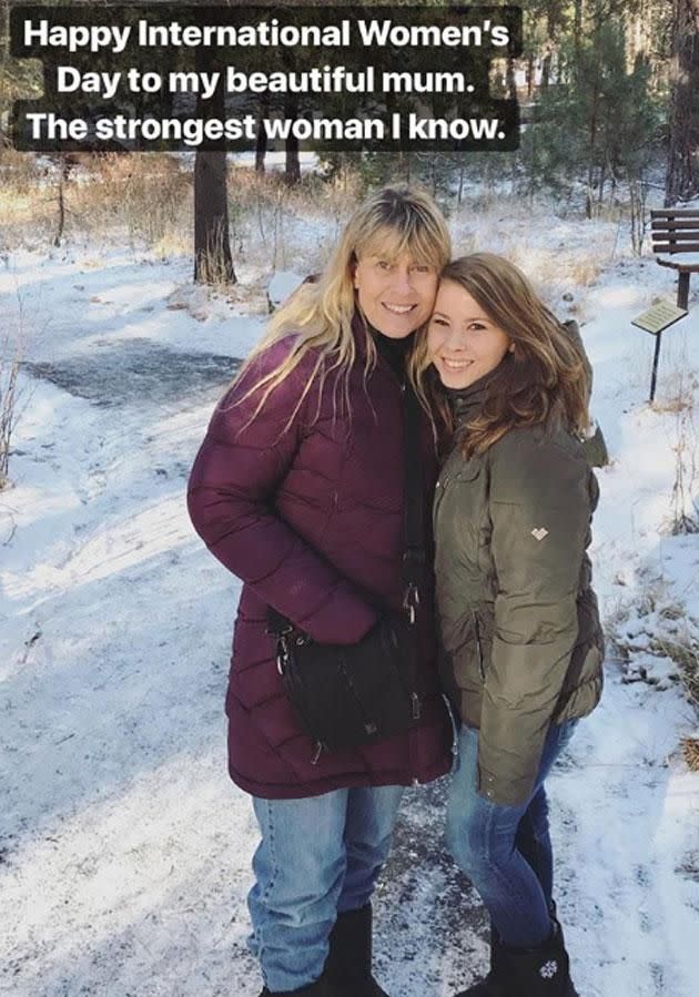 Bindi Irwin has made a touching tribute to her mum Terri to celebrate International Women's Day. Source: Instagram/BindiIrwin