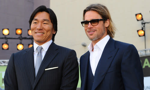 Hideki Matsui and Brad Pitt